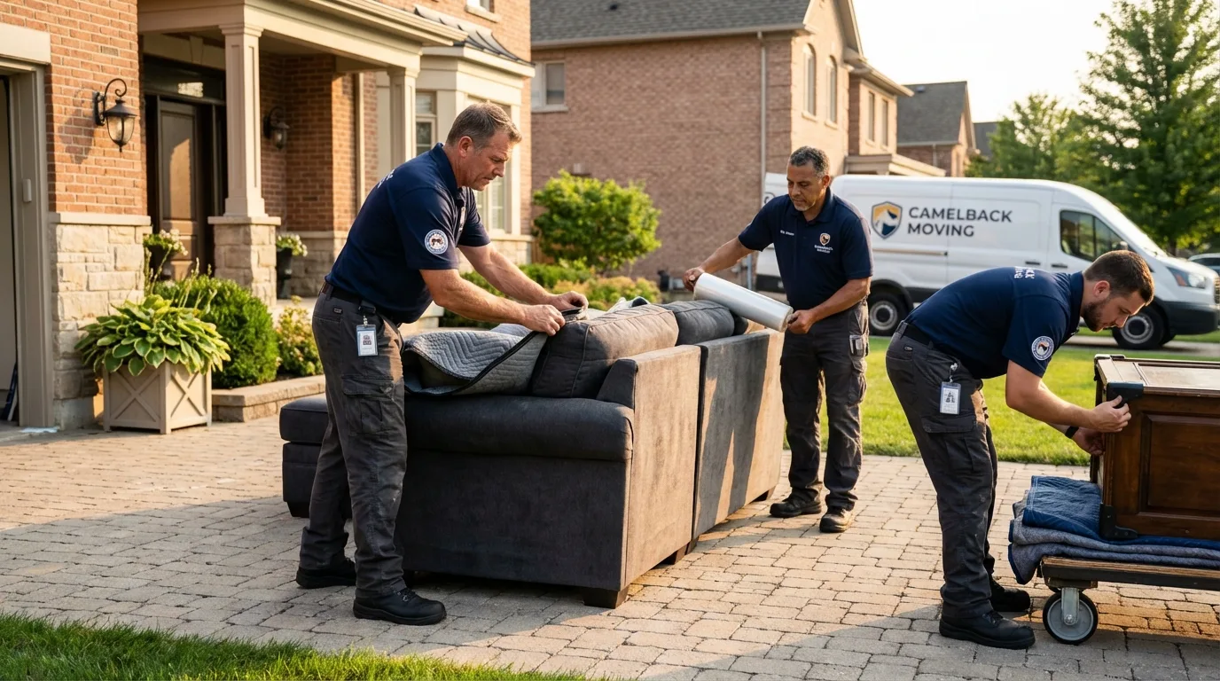 Large estate moving crew wrapping furniture in Hopkins, MN